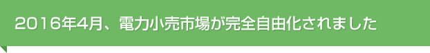 2016年4月、電力小売市場が完全自由化されました